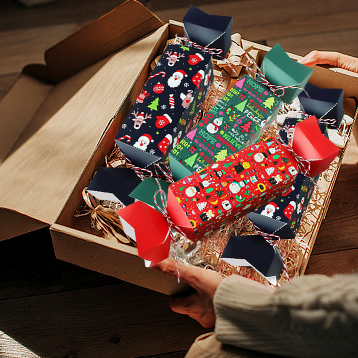 12 Pcs Christmas Candy Shaped Treat Boxes Santa Claus Snowman Christmas Tree Paper Gift Boxes Candy Storage Boxes Packing Boxes Decoration For Christmas Birthday Wedding Party Ornament Container