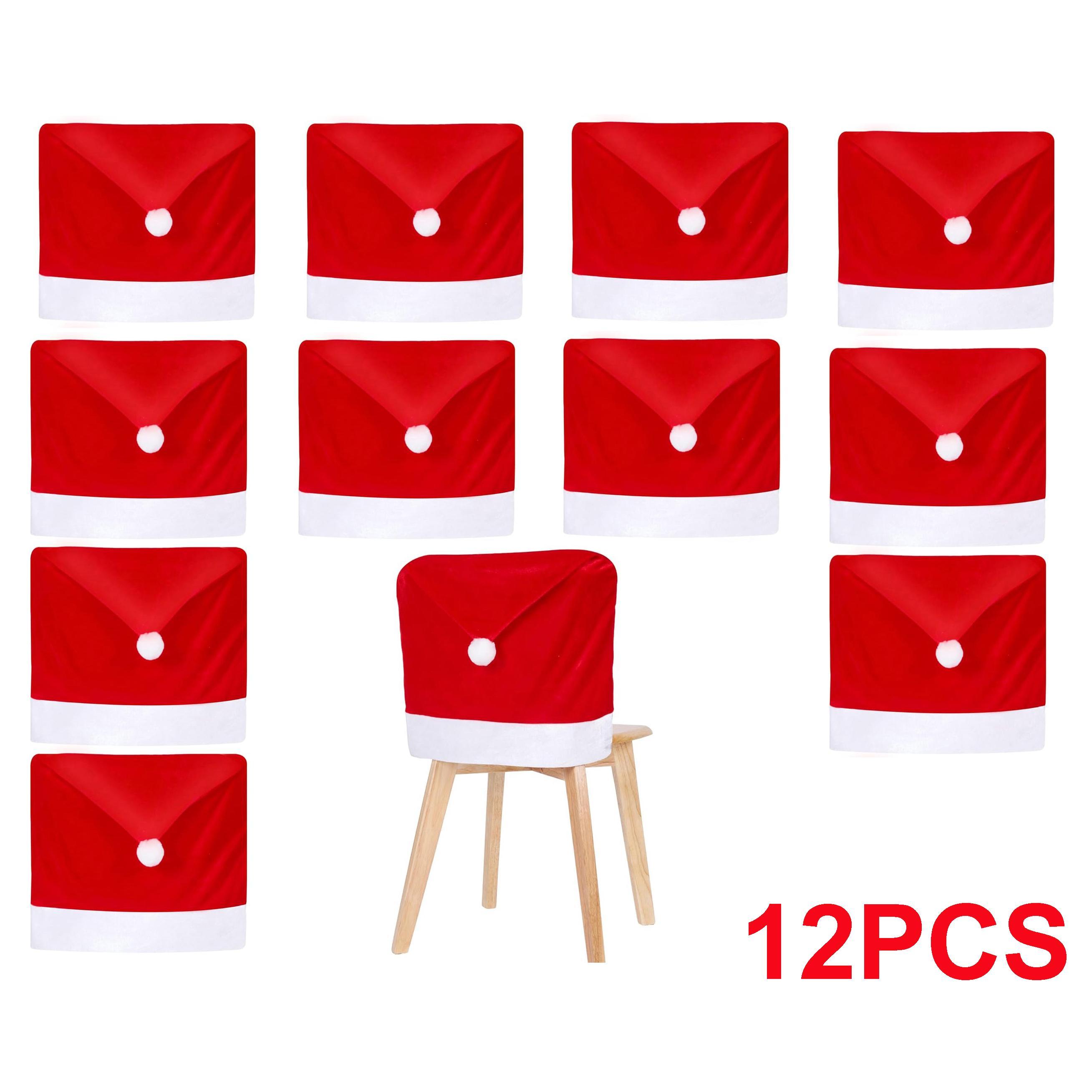 4pcs 12pcs Christmas Chair Covers Santa Hat Chair Covers Christmas Chair Back Covers