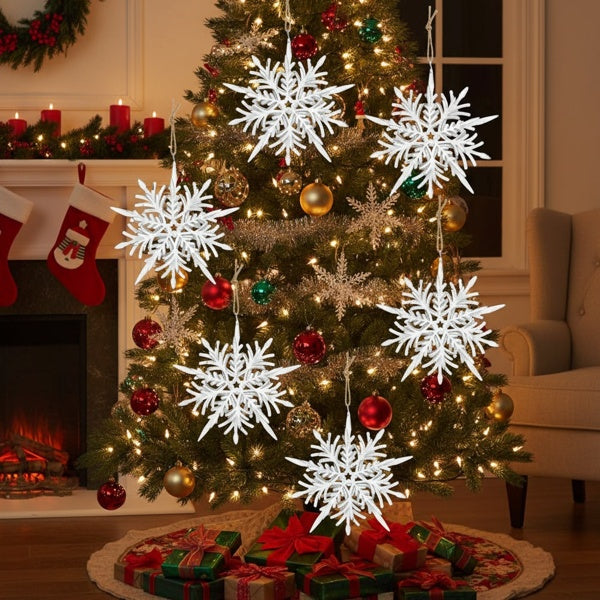 6-piece Set Of 6.1-inch Christmas Tree Ornaments, Snowflake Decorations, Festive Party Supplies, Rustic Christmas Tree Hangings, FBA Shipped, Prohibited From Sale On The Temu Platform