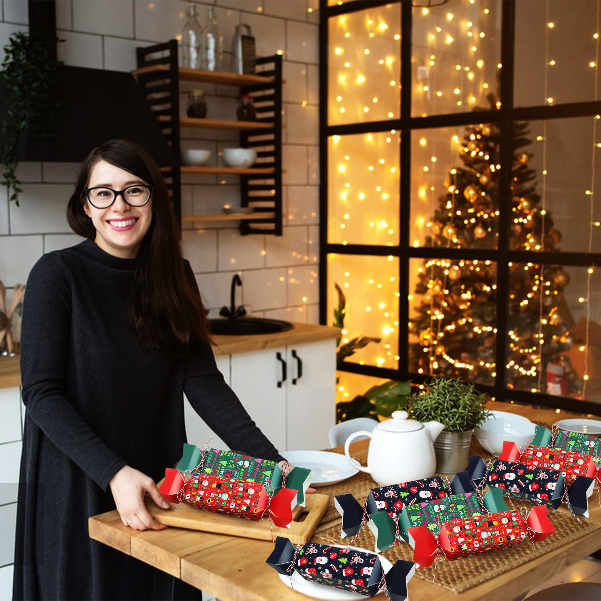 12 Pcs Christmas Candy Shaped Treat Boxes Santa Claus Snowman Christmas Tree Paper Gift Boxes Candy Storage Boxes Packing Boxes Decoration For Christmas Birthday Wedding Party Ornament Container